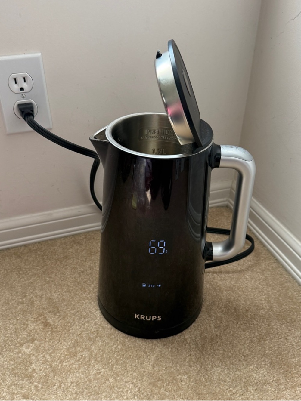KRUPS Black Electric Kettle with Digital Temperature Display